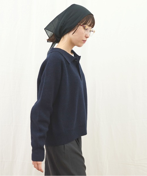 fig Ｌondon（フィグロンドン）の「_AIR WOOL polo（ニット/セーター・レディース・アイボリー/ピンク/ネイビー/ダークブラウン・FREE）」の5枚目の写真