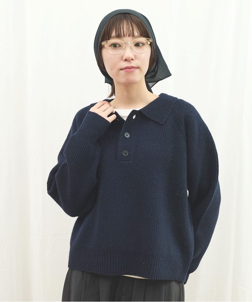fig Ｌondon（フィグロンドン）の「_AIR WOOL polo（ニット/セーター・レディース・アイボリー/ピンク/ネイビー/ダークブラウン・FREE）」の17枚目の写真