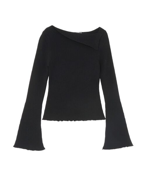 LAGUNAMOON（ラグナムーン）の「アシンメトリーラペルリブニットプルオーバー（ニット/セーター・レディース・アイボリー/ブラック/レッド・FREE）」の2枚目の写真