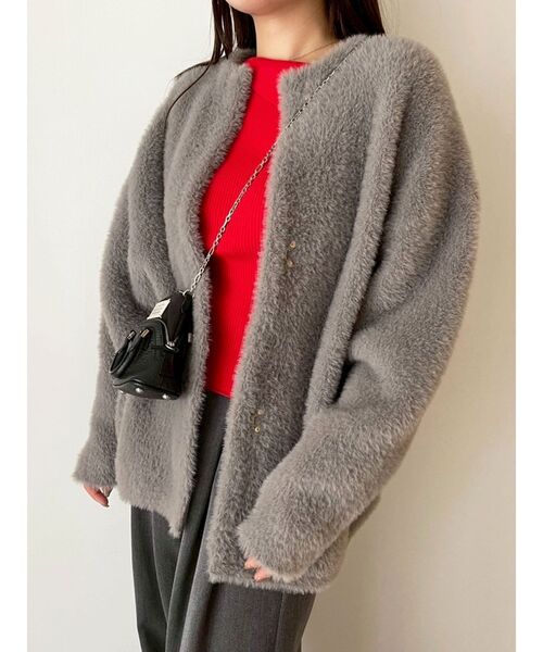 LAGUNAMOON（ラグナムーン）の「アシンメトリーラペルリブニットプルオーバー（ニット/セーター・レディース・アイボリー/ブラック/レッド・FREE）」の9枚目の写真