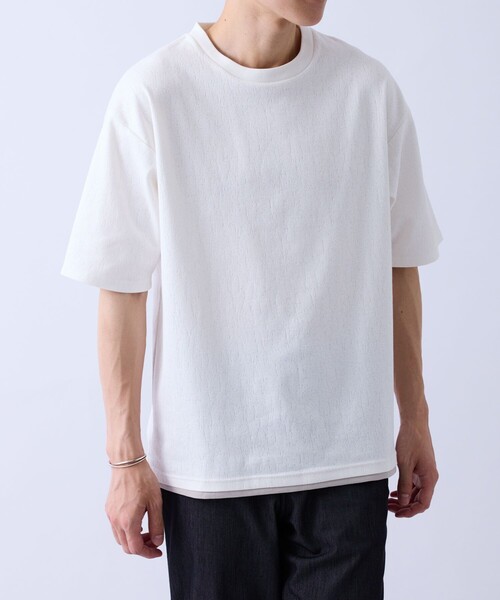  j.n.r.d（ジェー・エヌ・アール・ディー）の「クラックサーフェスフェイクレイヤードT（Tシャツ/カットソー・メンズ・ホワイト/ワイン/ベージュ系その他・S/LL/L/M）」の4枚目の写真