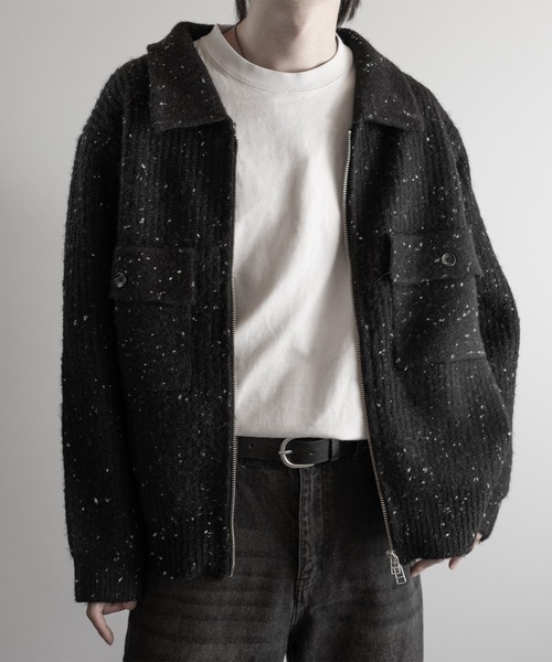 RUUBON（ルーボン）の「【RUUBON】 nep knit double zip jacket / ネップニットダブルジップジャケット（ニット/セーター・メンズ・ブラウン/ブラック/ナチュラル・L/M/S）」の5枚目の写真