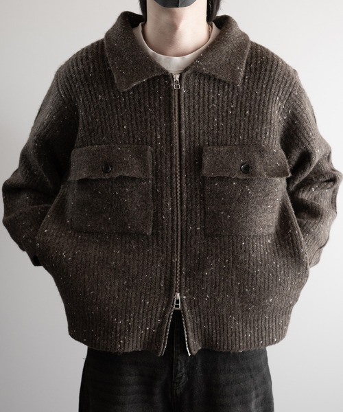 RUUBON（ルーボン）の「【RUUBON】 nep knit double zip jacket / ネップニットダブルジップジャケット（ニット/セーター・メンズ・ブラウン/ブラック/ナチュラル・L/M/S）」の7枚目の写真