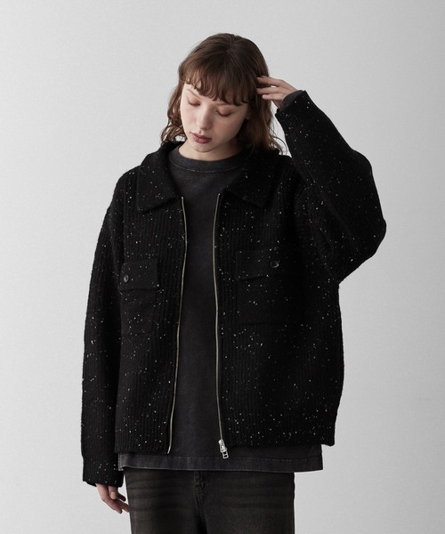 RUUBON】 nep knit double zip jacket / ネップニットダブルジップ