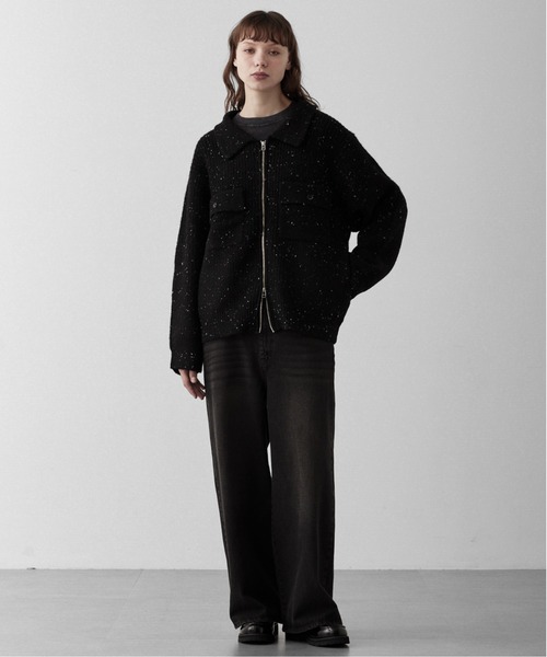 RUUBON（ルーボン）の「【RUUBON】 nep knit double zip jacket / ネップニットダブルジップジャケット（ニット/セーター・メンズ・ブラウン/ブラック/ナチュラル・L/M/S）」の13枚目の写真