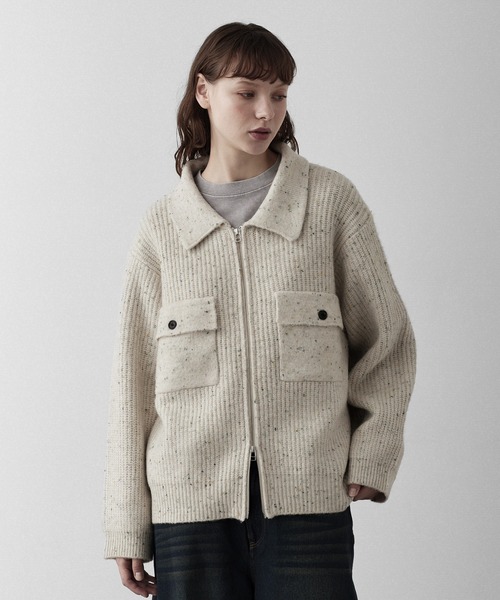 RUUBON（ルーボン）の「【RUUBON】 nep knit double zip jacket / ネップニットダブルジップジャケット（ニット/セーター・メンズ・ブラウン/ブラック/ナチュラル・L/M/S）」の17枚目の写真