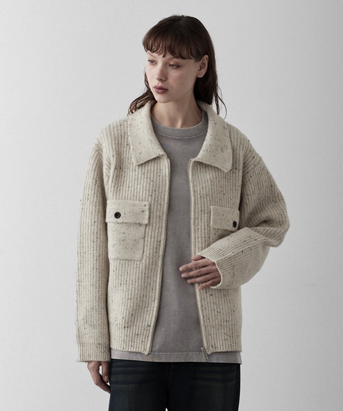 RUUBON（ルーボン）の「【RUUBON】 nep knit double zip jacket / ネップニットダブルジップジャケット（ニット/セーター・メンズ・ブラウン/ブラック/ナチュラル・L/M/S）」の18枚目の写真