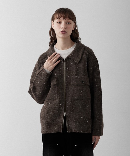 RUUBON】 nep knit double zip jacket / ネップニットダブルジップ