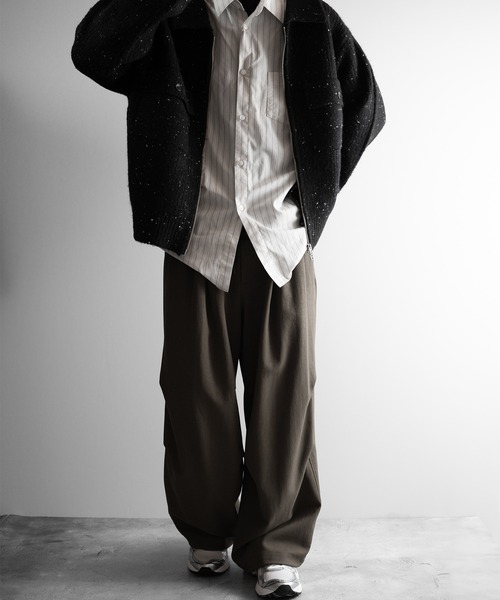 セール】【RUUBON】 nep knit double zip jacket / ネップニットダブル