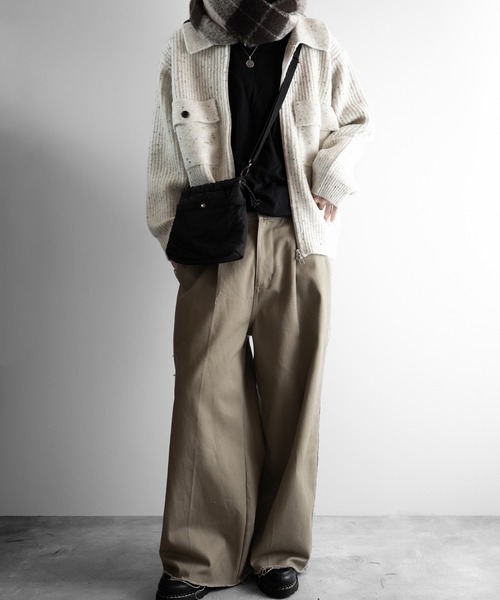 セール】【RUUBON】 nep knit double zip jacket / ネップニットダブル