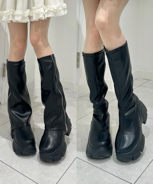 Lovilyn（ラヴィリン）の「-5kg2way厚底カバーブーツ（ブーツ・レディース・ブラック/ホワイト・SMALL/MEDIUM/LARGE）」の2枚目の写真