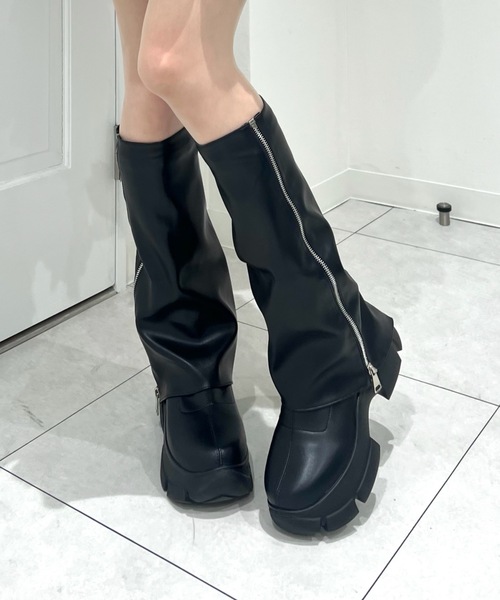 Lovilyn（ラヴィリン）の「-5kg2way厚底カバーブーツ（ブーツ・レディース・ブラック/ホワイト・SMALL/MEDIUM/LARGE）」の3枚目の写真