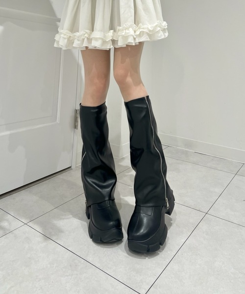 Lovilyn（ラヴィリン）の「-5kg2way厚底カバーブーツ（ブーツ・レディース・ブラック/ホワイト・SMALL/MEDIUM/LARGE）」の9枚目の写真