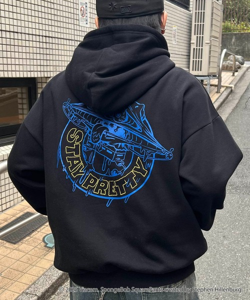 ILL'S(イルズ)の「スポンジボブ バックプリント 刺繍 プルパーカー メンズ レディース ユニセックス(パーカー・メンズ・ブラック/グレー系その他/ブラック系その他/アッシュグレー・M/L)」の3枚目の写真