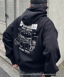 スポンジボブ バックプリント 刺繍 プルパーカー メンズ レディース ユニセックス