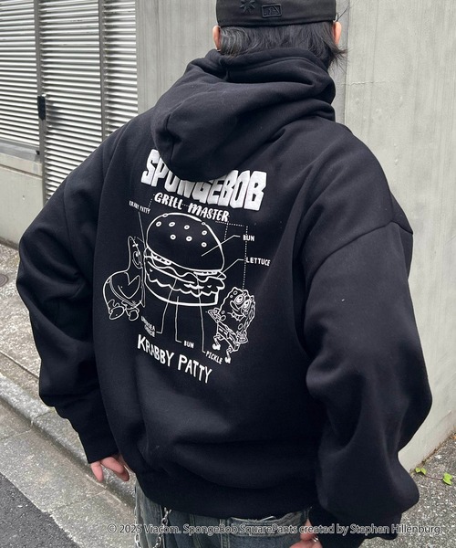 AW スポンジボブ バックプリント 刺繍 プルパーカー メンズ レディース