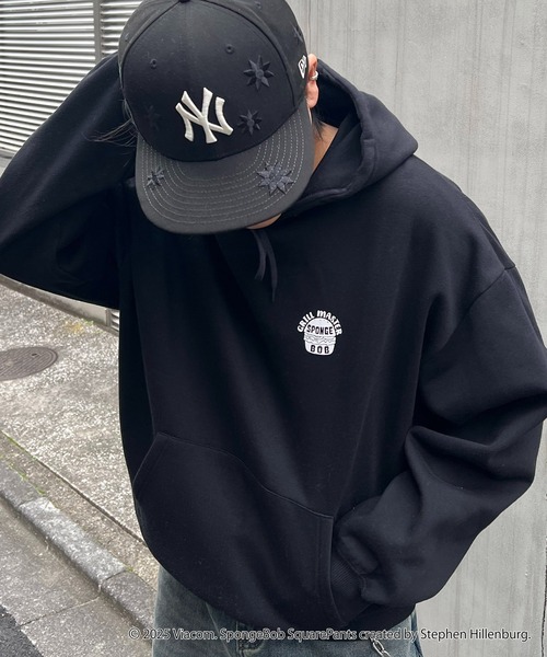 AW スポンジボブ バックプリント 刺繍 プルパーカー メンズ レディース