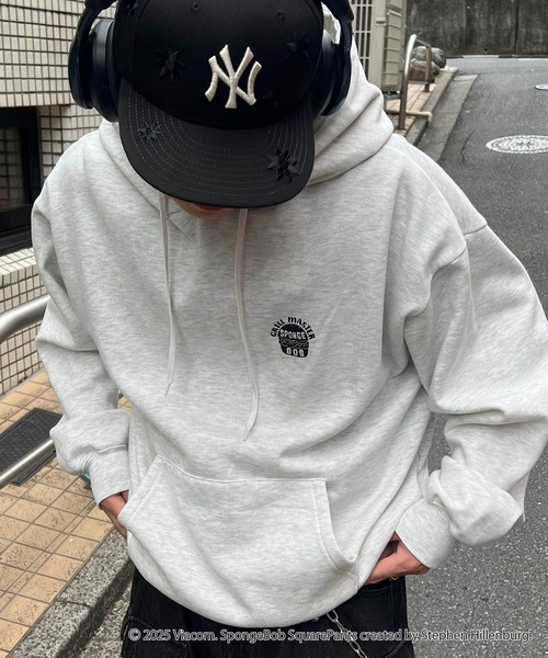 AW スポンジボブ バックプリント 刺繍 プルパーカー メンズ レディース