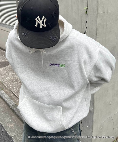 ILL'S(イルズ)の「スポンジボブ バックプリント 刺繍 プルパーカー メンズ レディース ユニセックス(パーカー・メンズ・ブラック/グレー系その他/ブラック系その他/アッシュグレー・M/L)」の15枚目の写真