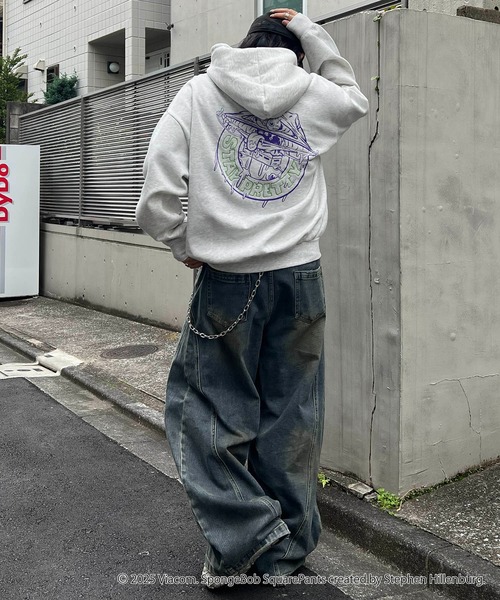 ILL'S(イルズ)の「スポンジボブ バックプリント 刺繍 プルパーカー メンズ レディース ユニセックス(パーカー・メンズ・ブラック/グレー系その他/ブラック系その他/アッシュグレー・M/L)」の8枚目の写真