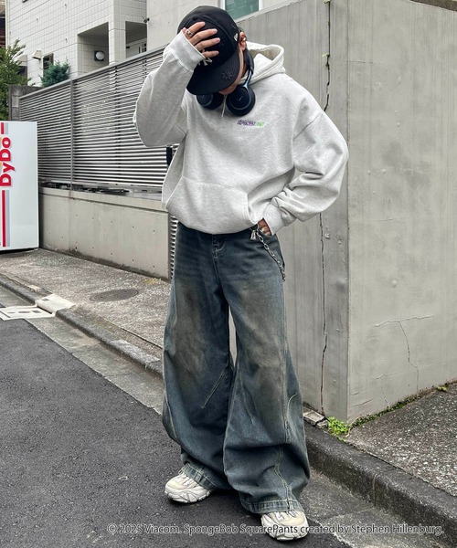 ILL'S(イルズ)の「スポンジボブ バックプリント 刺繍 プルパーカー メンズ レディース ユニセックス(パーカー・メンズ・ブラック/グレー系その他/ブラック系その他/アッシュグレー・M/L)」の10枚目の写真