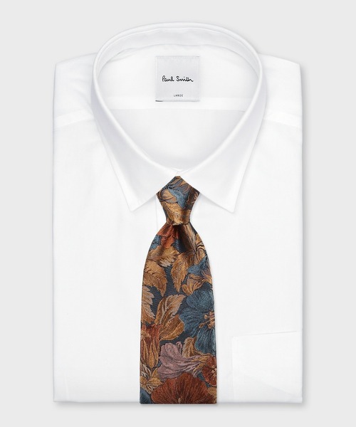 Paul Smith(ポールスミス)の「“Vintage Hibiscus” タイ【250111 552MT】(ネクタイ・メンズ・グリーン/ダークオレンジ/ネイビー・FREE)」の5枚目の写真