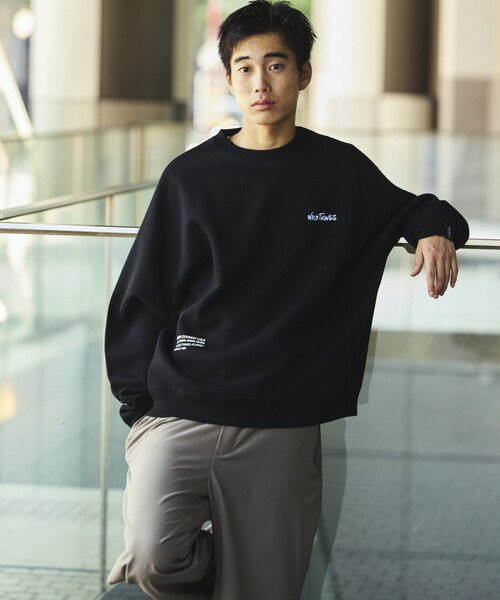 4859【美品】サカイ クルーネックスウェット 裾ジップ ワイドシルエット　黒 セール】限定展開 WILD THINGS×FREAK'S STORE/ワイルドシングス 別注