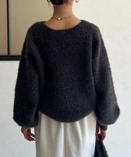 Chez toi(シェトワ)の「シャギーニット(ニット/セーター・レディース・グレイッシュベージュ/モカ/インディゴブルー/チャコールグレー/ミント・FREE)」の19枚目の写真