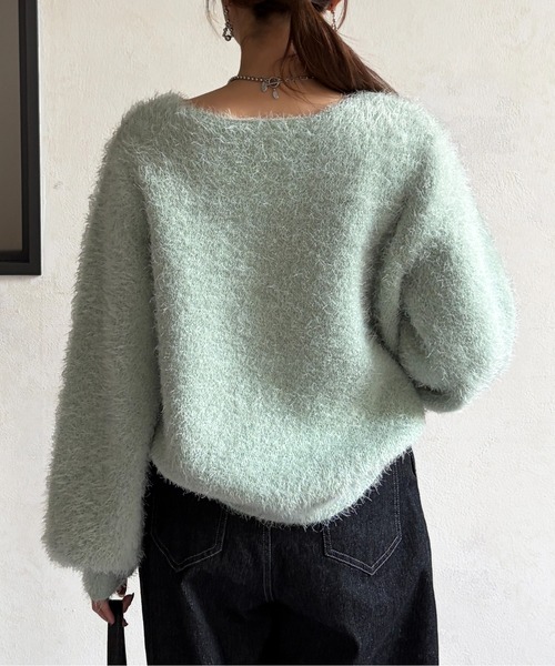 Chez toi(シェトワ)の「シャギーニット(ニット/セーター・レディース・グレイッシュベージュ/モカ/インディゴブルー/チャコールグレー/ミント・FREE)」の10枚目の写真
