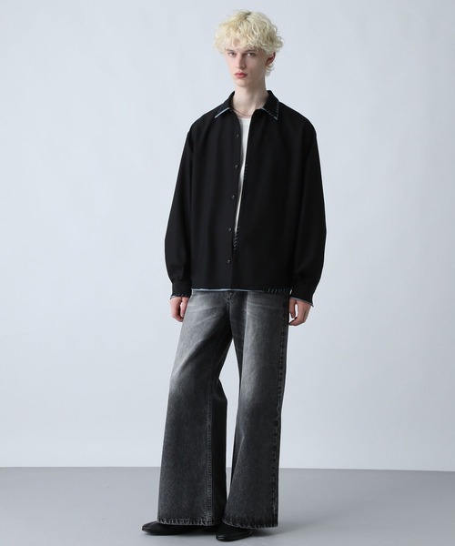 HARE(ハレ)の「スケッチラインステッチシャツ(HARE)(シャツ/ブラウス・メンズ・ブラック/ブルー/ホワイト/ベージュ・FREE)」の8枚目の写真