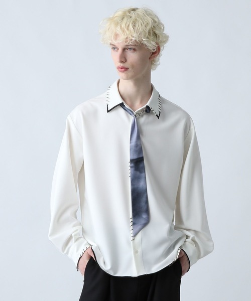 HARE(ハレ)の「スケッチラインステッチシャツ(HARE)(シャツ/ブラウス・メンズ・ブラック/ブルー/ホワイト/ベージュ・FREE)」の11枚目の写真