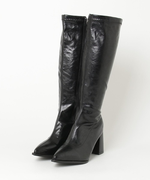 Vini（ヴィニ）の「【Vini】美脚 ストレッチレザーロングブーツ（ブーツ・レディース・ブラック・MEDIUM/SMALL/LARGE）」の2枚目の写真
