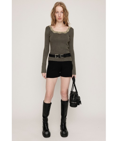 SLY(スライ)の「LACE DOCKING TOPS レースドッキング トップス 秋服 冬服(Tシャツ/カットソー・レディース・カーキ/ライトブラック/レッド・FREE)」の8枚目の写真
