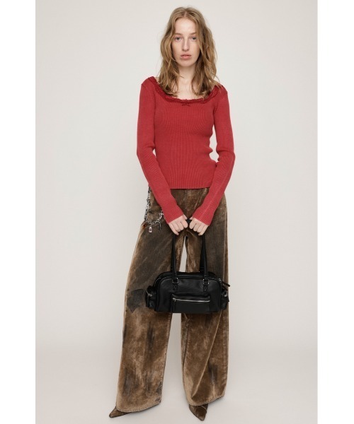 SLY(スライ)の「LACE DOCKING TOPS レースドッキング トップス 秋服 冬服(Tシャツ/カットソー・レディース・カーキ/ライトブラック/レッド・FREE)」の10枚目の写真