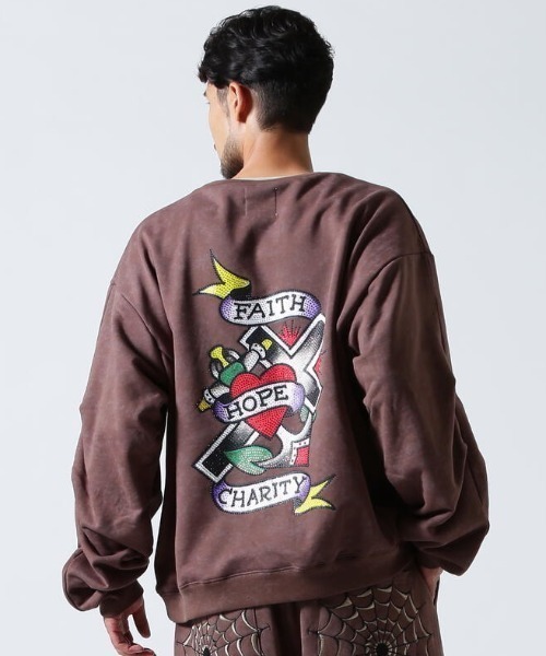 FR(13)NDS(フレンズ)の「FR(13)NDS × Ed Hardy/フレンズ × エド・ハーディ/コラボスウェット(スウェット・メンズ・ブラウン/グレー・M/L)」の2枚目の写真