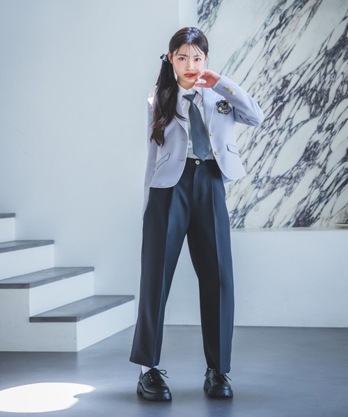 repipi armario（レピピ アルマリオ）の「【卒服2026】ベーシックジャケット（ノーカラージャケット・キッズ・ネイビー/グレー・MEDIUM/LARGE）」の7枚目の写真