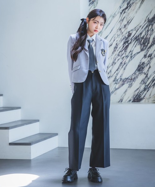 repipi armario（レピピ アルマリオ）の「【卒服2026】ベーシックジャケット（ノーカラージャケット・キッズ・ネイビー/グレー・MEDIUM/LARGE）」の9枚目の写真