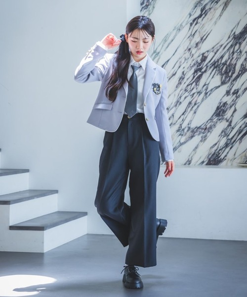 repipi armario（レピピ アルマリオ）の「【卒服2026】ベーシックジャケット（ノーカラージャケット・キッズ・ネイビー/グレー・MEDIUM/LARGE）」の10枚目の写真