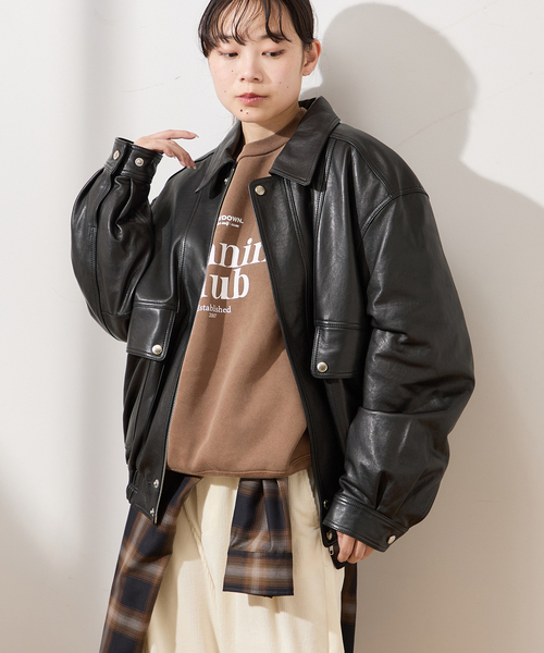journal standard L'essage(ジャーナルスタンダードレサージュ)の「【DUNST/ダンスト】 UNISEX OVERSIZED VINTAGE LEATHER B(ライダースジャケット・レディース・ブラック・SMALL)」の6枚目の写真
