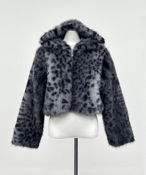 4color/【 トレンドのファージャケット 】フード付きファーボリューム