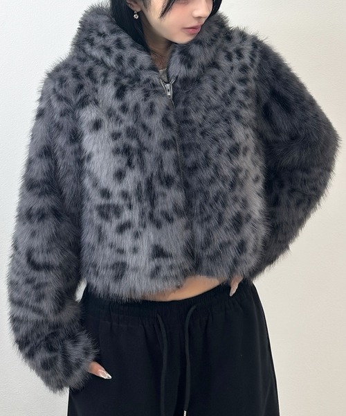 4color/【 トレンドのファージャケット 】フード付きファーボリューム