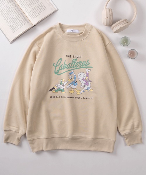 Disney（ディズニー）の「【71】【Disney/ディズニー】ミッキーマウス／ミニーマウス／ドナルドダック 裏起毛 スウェット（スウェット・レディース・アッシュグレー/チャコールグレー/ライトピンク/ブラック/ネイビー/ピンク/ベージュ系その他/グリーン・M/L）」の4枚目の写真