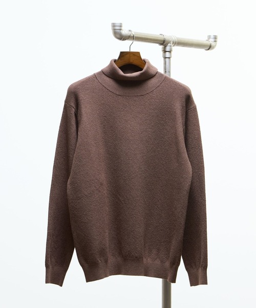 MEN'S MELROSE（メンズメルローズ）の「プレーティングカノコタートルネックニット | ウォッシャブル（ニット/セーター・メンズ・ブラック/ネイビー/ブラウン/グレー・2/4/3）」の11枚目の写真