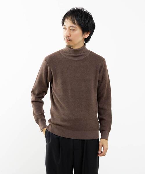 MEN'S MELROSE（メンズメルローズ）の「プレーティングカノコタートルネックニット | ウォッシャブル（ニット/セーター・メンズ・ブラック/ネイビー/ブラウン/グレー・2/4/3）」の19枚目の写真