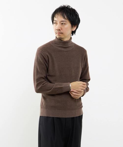 MEN'S MELROSE（メンズメルローズ）の「プレーティングカノコタートルネックニット | ウォッシャブル（ニット/セーター・メンズ・ブラック/ネイビー/ブラウン/グレー・2/4/3）」の20枚目の写真