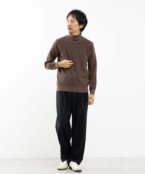 MEN'S MELROSE（メンズメルローズ）の「プレーティングカノコタートルネックニット | ウォッシャブル（ニット/セーター・メンズ・ブラック/ネイビー/ブラウン/グレー・2/4/3）」の21枚目の写真