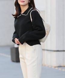 Fit more | 襟パールバルキーニット(ニット/セーター)