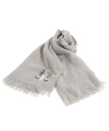 macocca | MOOMIN ムーミン ブークレーシャギー無地ストール ムーミン刺繍(ストール/ショール)