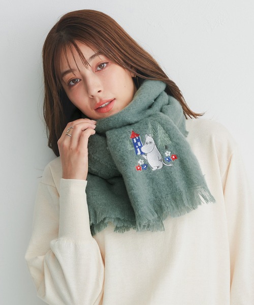 macocca(マコッカ)の「MOOMIN ムーミン ブークレーシャギー無地ストール ムーミン刺繍(ストール/ショール・レディース・グリーン/グレー/アイボリー・FREE)」の3枚目の写真