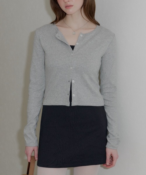 GIUNON（ジウノン）の「eyelet scallop soft cardigan / アイレットスカラップソフトカーディガン（カーディガン/ボレロ・レディース・ネイビー/ブラック/グレー/ホワイト・FREE）」の11枚目の写真